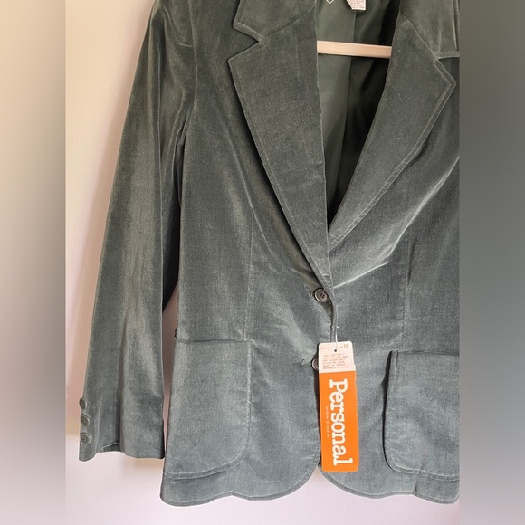 Vintage Personal Leslie Fay Green Velvet Two Button Blazer Women’s Size 10 NWT - Picture 8 of 8